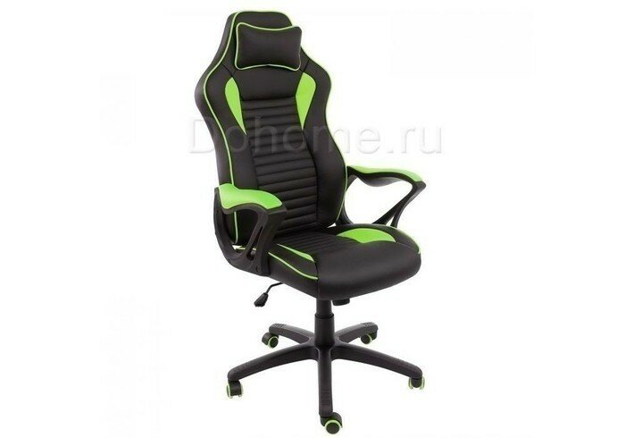 Игровое кресло LEON чёрный/зелёный