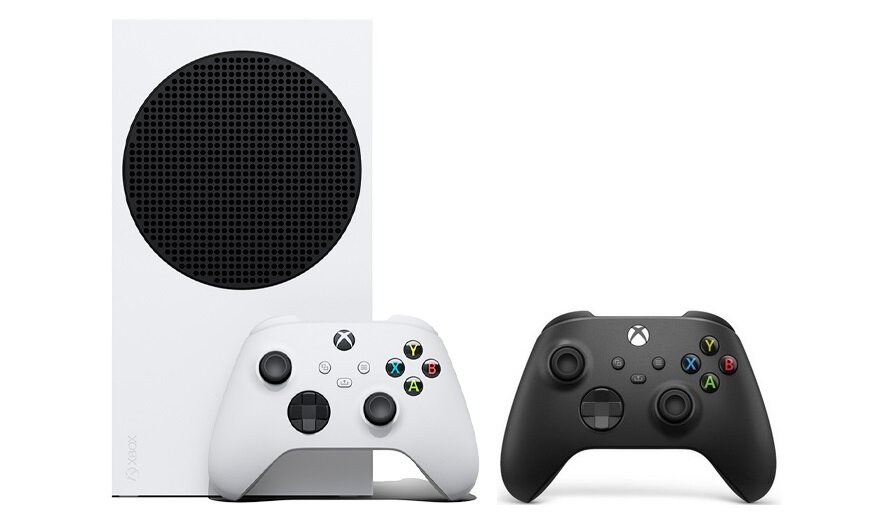 Игровая приставка Microsoft Xbox Series S 512 ГБ с двумя разноцветными геймпадами