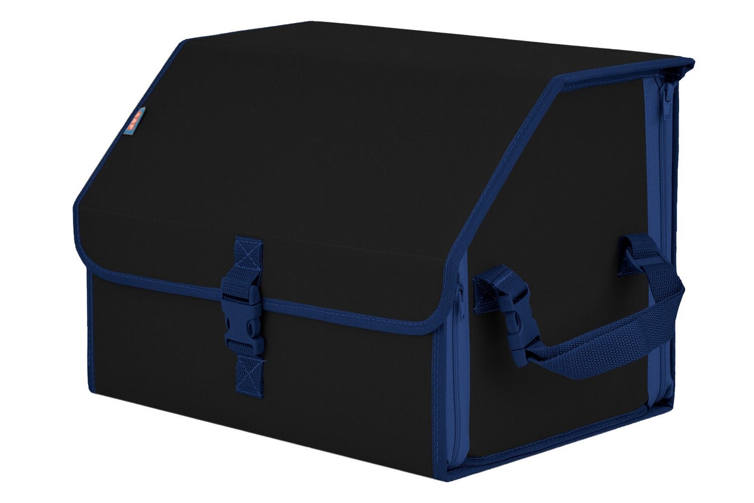 Органайзер-саквояж в багажник "Союз" (размер M). Цвет: черный с синей окантовкой.