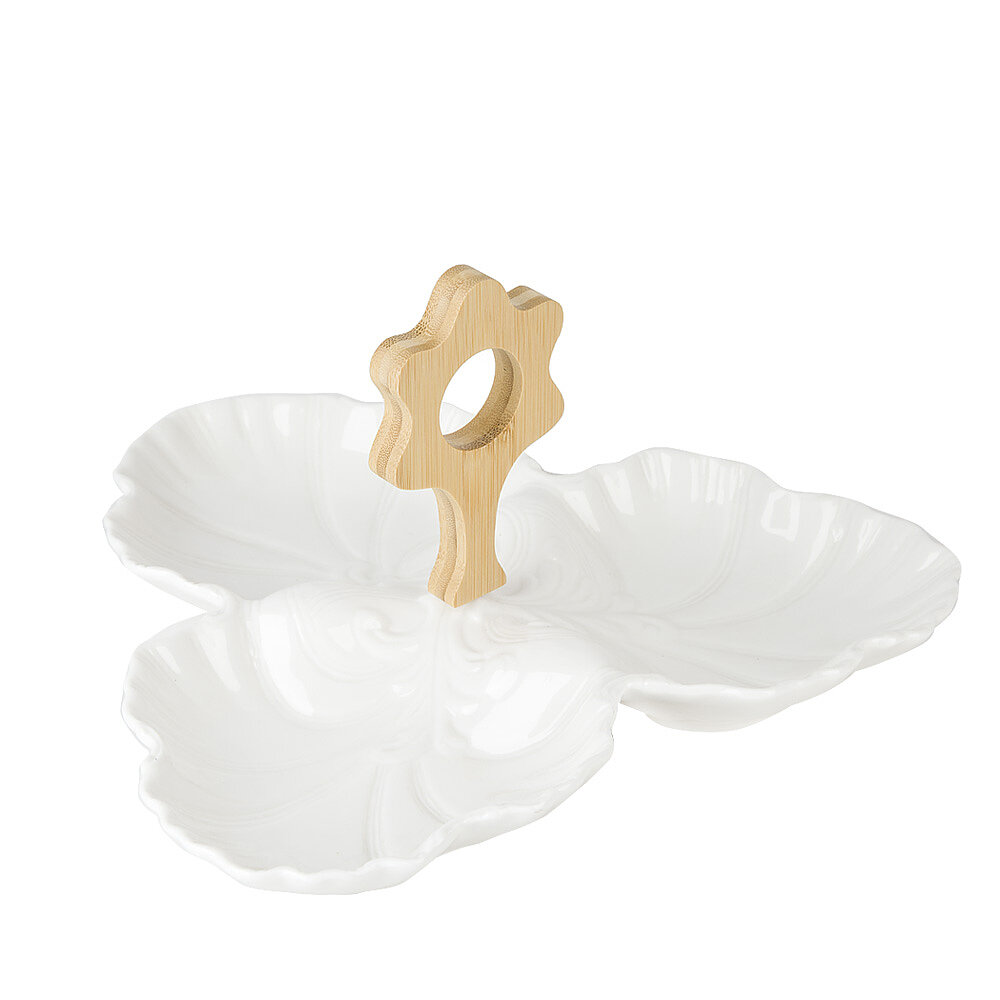 фото Менажница 3-х секционная Naturel 20*20*13 см (фарфор) KENG-0380035