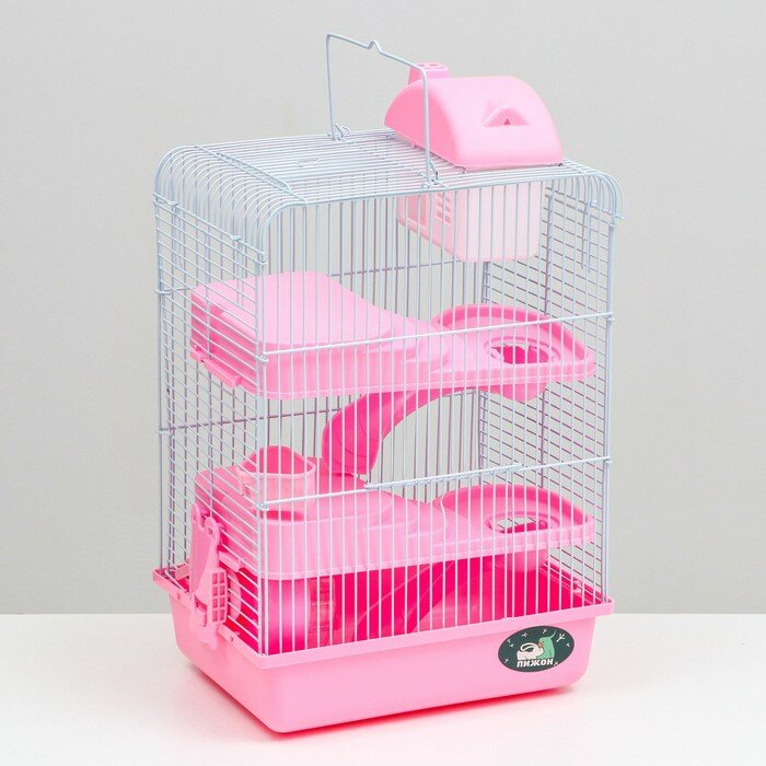 Клетка для мелких грызунов Пижон, с наполнением, 27 х 21 х 45 см, розовая - фотография № 1