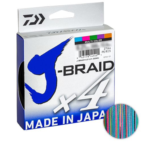 Плетёный шнур Daiwa J-Braid X4E 300м. 0.10мм. Multicolor