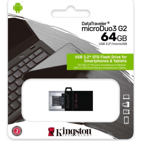 USB флешка KINGSTON 64Gb DTDUO3G2/64GB microUSB 3.2 Gen 1/USB 3.2 Gen 1