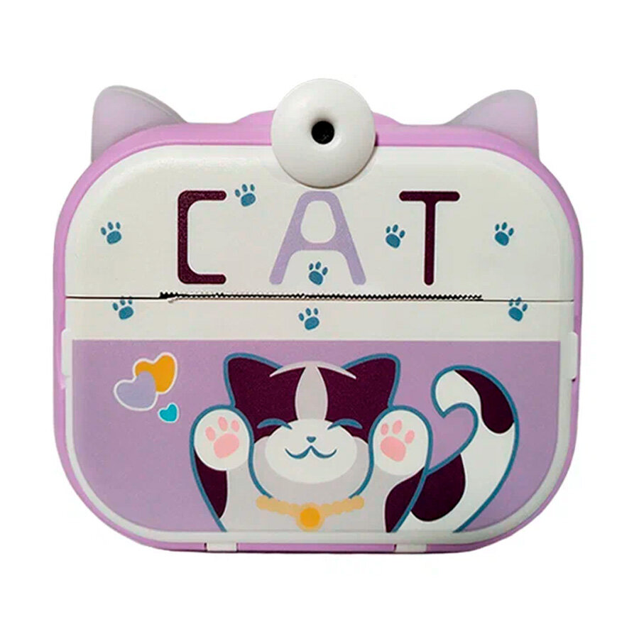 Детская камера Kid Joy Cat Print Cam с печатью, 2,4'' экран, 1 линза,180°, (P13) - фиолетовая