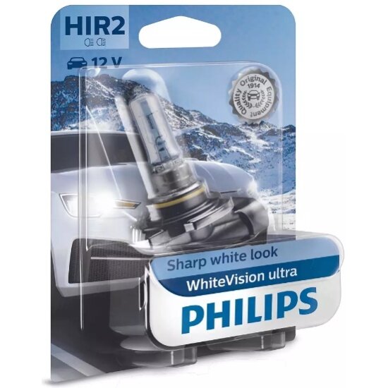 Лампа автомобильная PHILIPS White Vision ultra HIR2 12V-55W (PX22d), бл. 1шт, 9012WVUB1