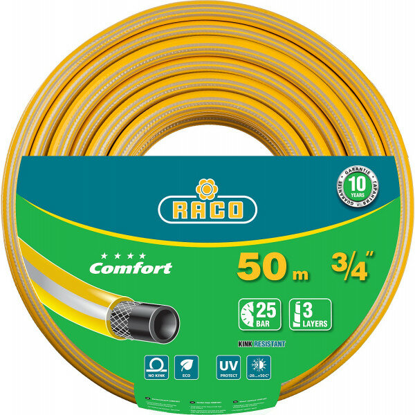 Шланг RACO COMFORT поливочный, 25атм., армированный, 3-х слойный, 3/4"х50м (40303-3/4-50_z01)