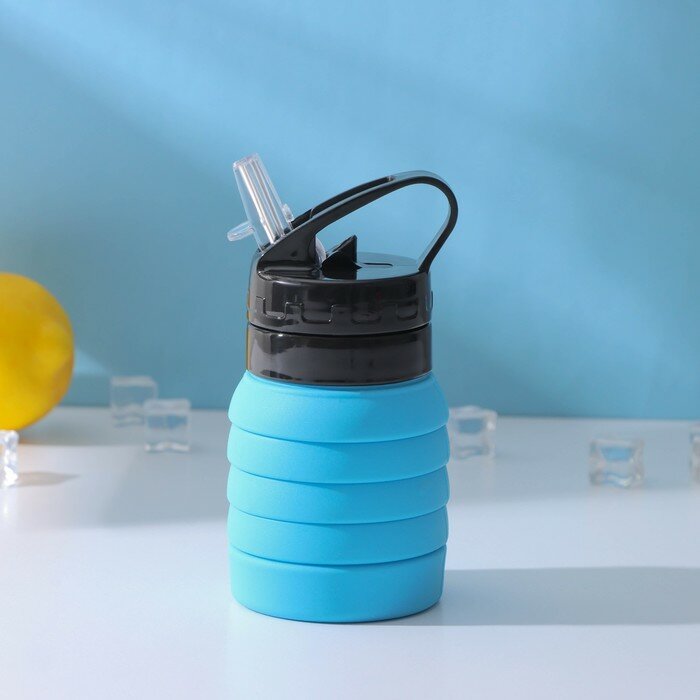 Бутылка складная Доляна «Стоун», 530 мл, 7×21 см, цвет голубой - фотография № 4