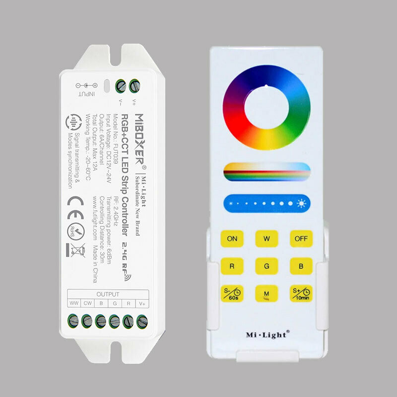 Комплект для ленты RGBCCT, 1 зона, радио конnроллер 2,4 GHz 1 штука, пульт ДУ 1 штука - фотография № 1