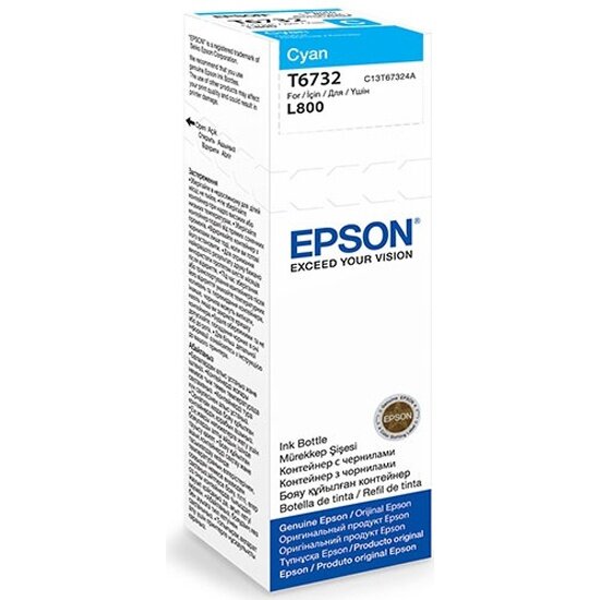 Контейнер чернилами EPSON T6732 (C13T67324A) голубой (cyan) для L800