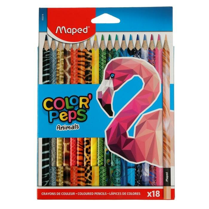 Maped Карандаши 18 цветов Maped Color` Peps, декорированные, картонная упаковка