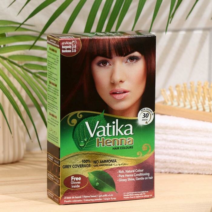 Vatika Хна для волос Vatika Henna Hair Colours Burgundy, 6 шт. по 10 г