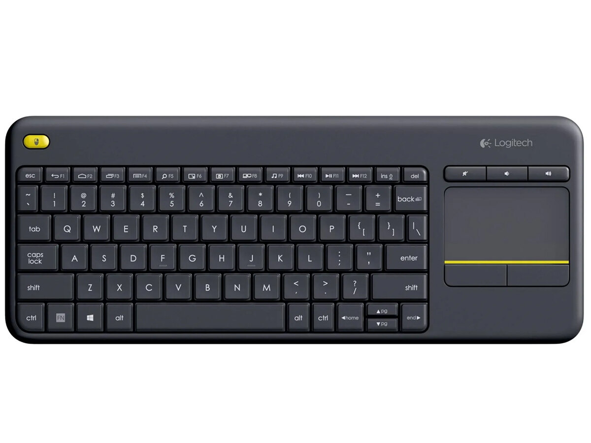 Клавиатура беспроводная Logitech K400 Plus, Wireless, RU/ENG, Черный 920-007173