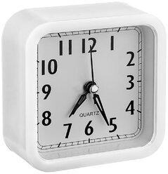 Настольные часы Perfeo Quartz часы-будильник "PF-TC-019", квадратные 10х10 см, белые