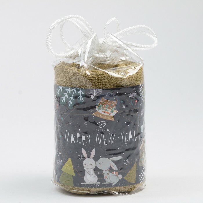 Полотенце подарочное Этель Happy new year оливковый, 50х90см, 100% хл, 340 г/м2 - фотография № 5