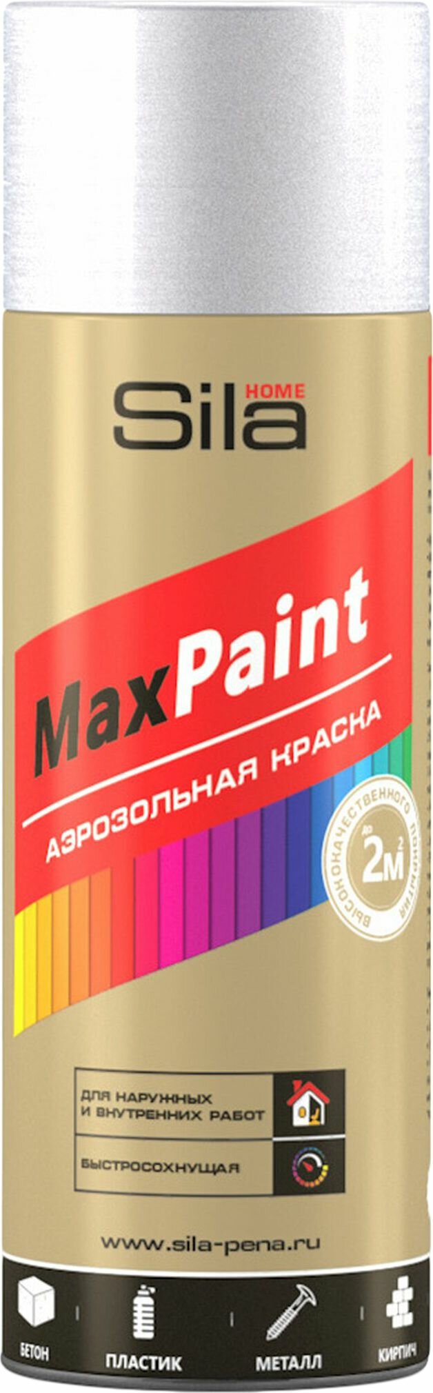 Эмаль универсальная Sila Home MaxPaint гладкая серебряный металлик 052 л