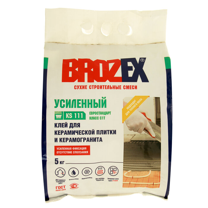 Клей для плитки BROZEX КС-111 5,0 кг - фотография № 1