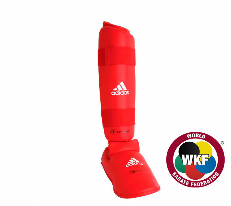 Защита голени-стопы: Защита голеностопа Adidas WKF Shin & Removable Foot красная, размер M, артикул 661.35 (Размер: M)