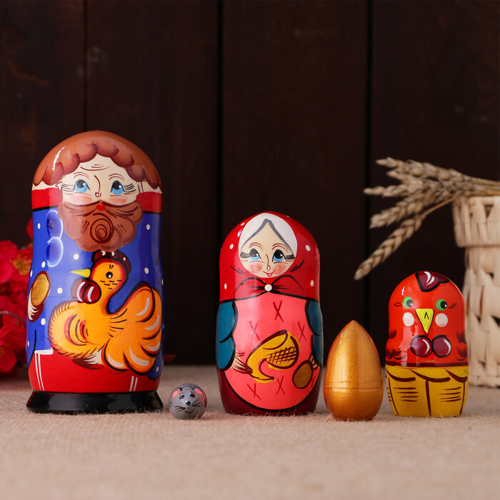 Матрёшка «Курочка Ряба», сюжетная, 5 кукольная, 13,5 - 15 см., микс - фотография № 4
