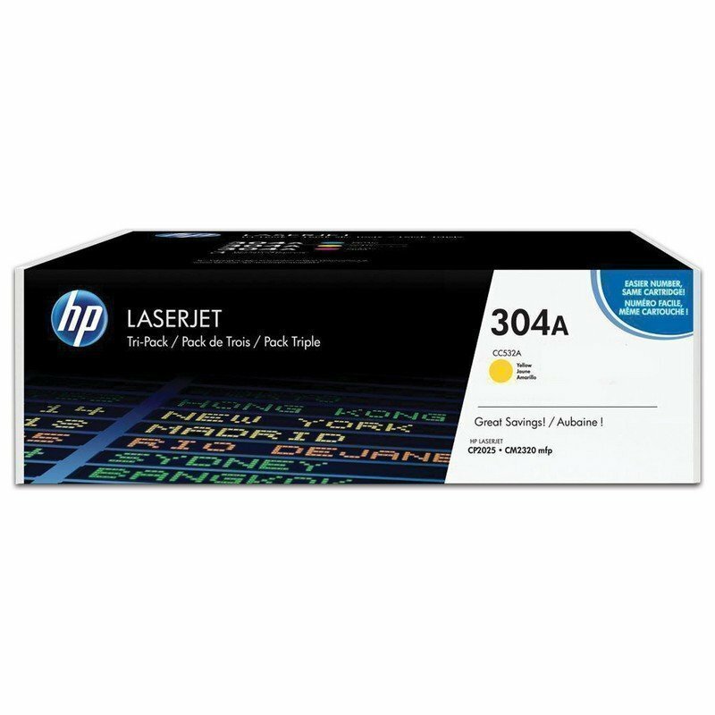 Картридж лазерный HP (CC532A) ColorLaserJet CP2025/CM2320, желтый, оригинальный, ресурс 2800 страниц