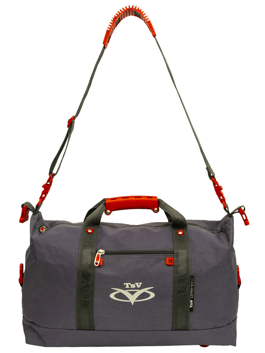 Спортивная сумка TsV Арт.553.32, Цвет серый/красный - фотография № 2
