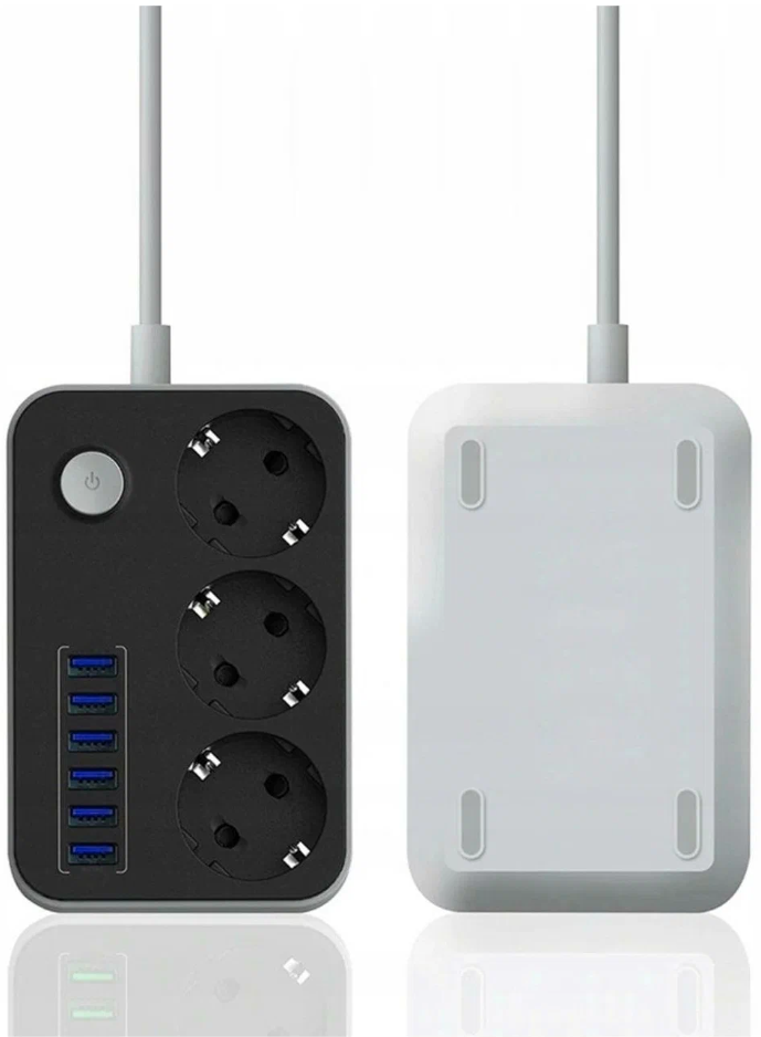 Сетевой фильтр Wire tech 6 USB + 3 розетки CX-U613 / USB 4.1A зарядка/ Быстрая зарядка/ Стабилизатор /Защита от перенапряжения - фотография № 1