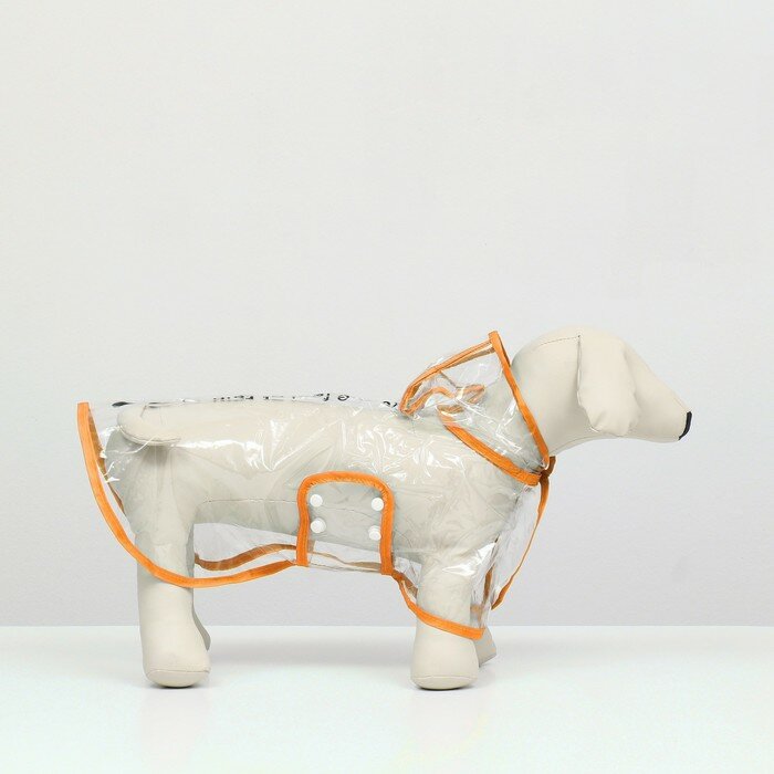 Дождевик для собак, размер S (ДС 22, ОГ 35-38, ОШ 36 см), оранжевый - фотография № 3