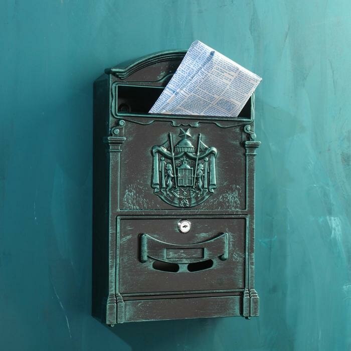 Ящик почтовый №4010В, зелёная патина - фотография № 1