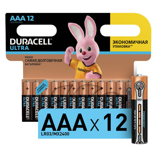 AAA Батарейка Duracell Ultra Power LR03-12BL MX2400, 12 шт.