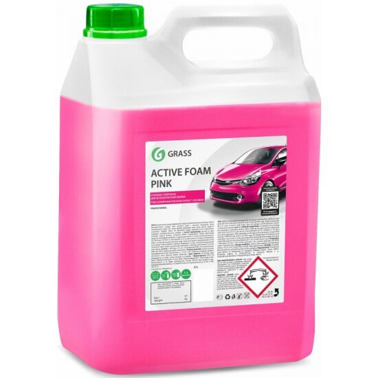 Автошампунь GRASS Active Foam Pink для б/к мойки розовая пена 6 л