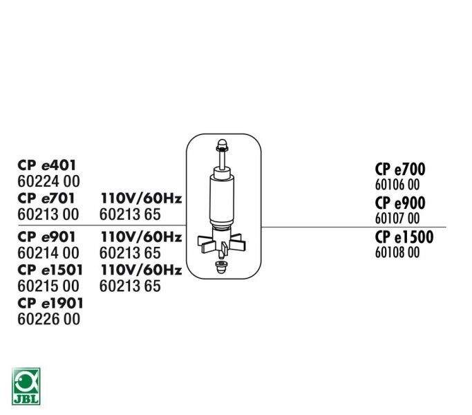 JBL CP e1901 Impeller+Shaft+Bearing greenline - Ротор с осью для внешнего фильтра CristalProfi e1901 greenline