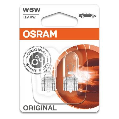 Лампа автомобильная накаливания Osram 2825-02B, W5W, 12В, 5Вт, 2шт