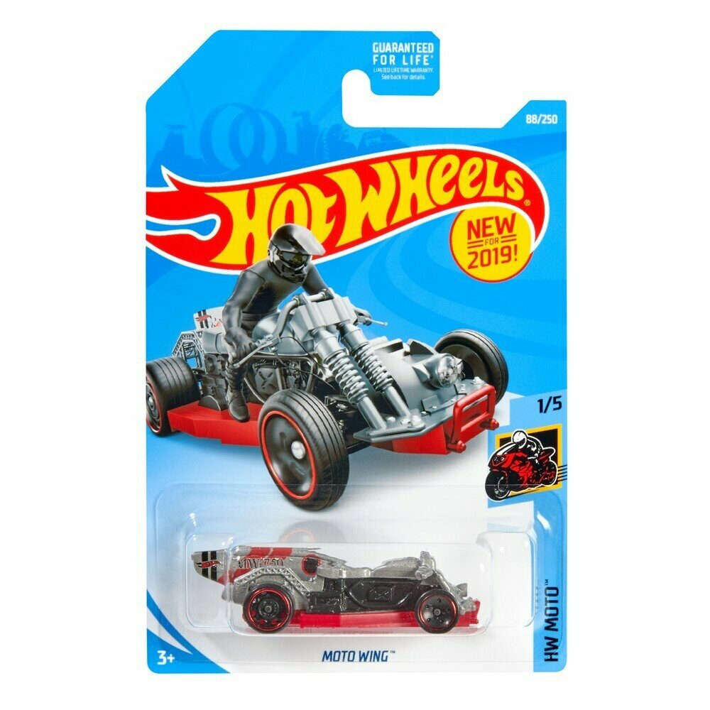 Машинка Hot Wheels коллекционная (оригинал) MOTO WING серый/красный
