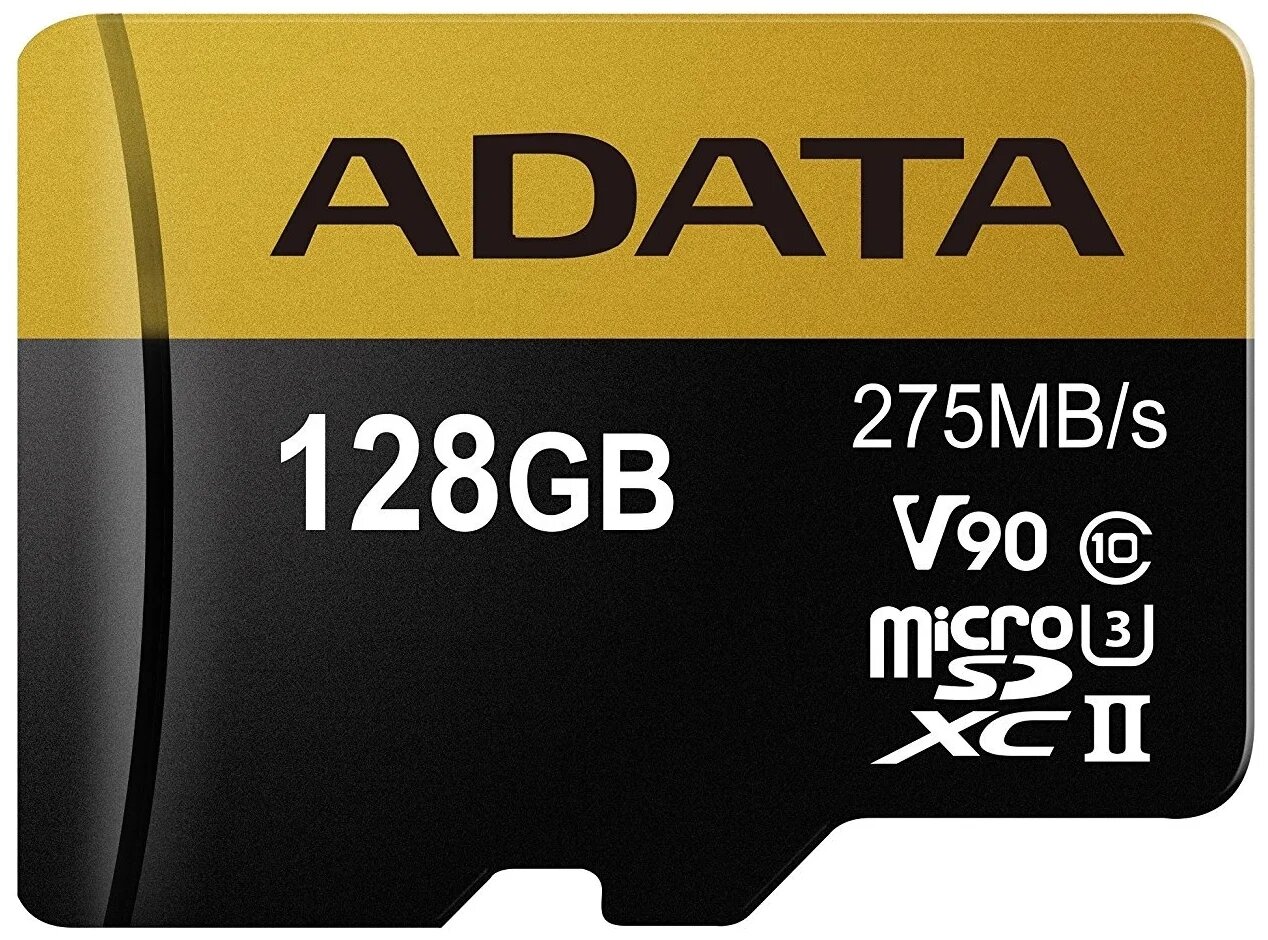 Карта памяти microSD 128GB A-DATA Premier ONE microSDXC Class 10 UHS-II U3 V90 275MB/s (SD адаптер)