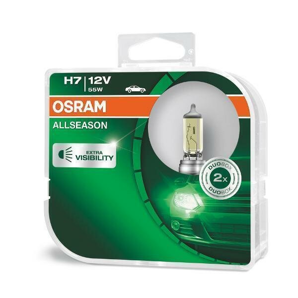 Лампа автомобильная галогенная OSRAM Osram H7 Allseason Всепогодные жёлтые 64210 евробокс(2шт)