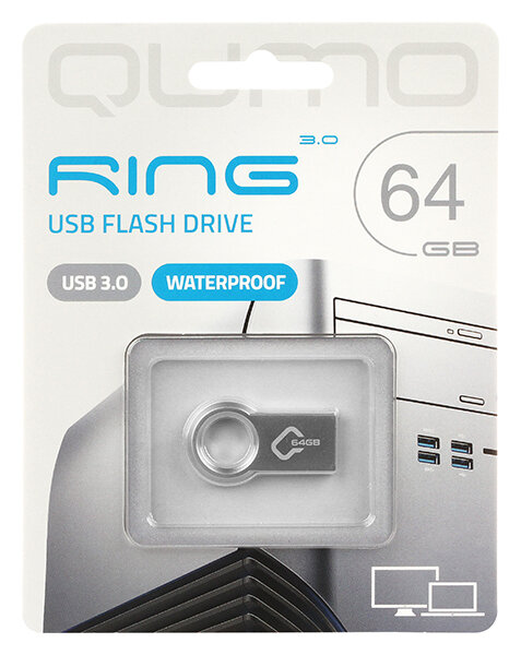 USB Flash накопитель 64GB Qumo Ring (QM64GUD3-Ring) USB 3.0