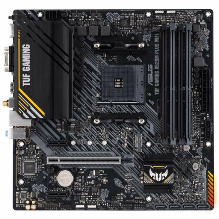 Материнская плата ASUS TUF GAMING A520M-PLUS WIFI, Socket AM4, A520, 4*DDR4, D-Sub+DVI+HDMI, SATA3 + RAID, Audio, Gb LAN, USB 3.2*7, USB 2.0*5, COM*1 header (w/o cable), mATX ;90MB17F0-M0EAY0