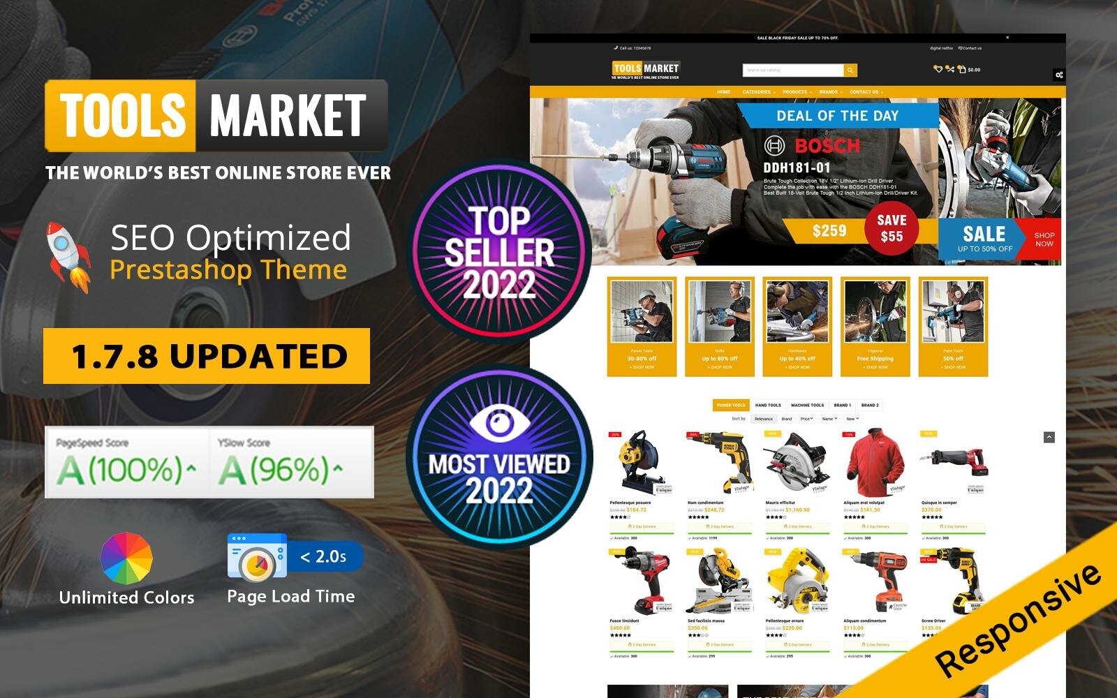 Tools Market Store - Electronics Multipupose Prestashop Theme Тема PrestaShop