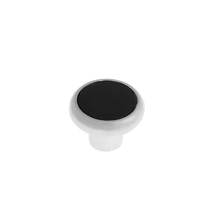 Ручка кнопка тундра РК101, цвет хром с черной вставкой (1шт.) - фотография № 1