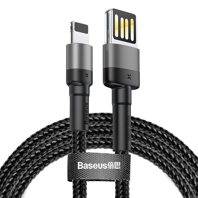 Кабель USB BASEUS Cafule, USB - Lightning, 1.5А, 2 м, серый+черный, special edition