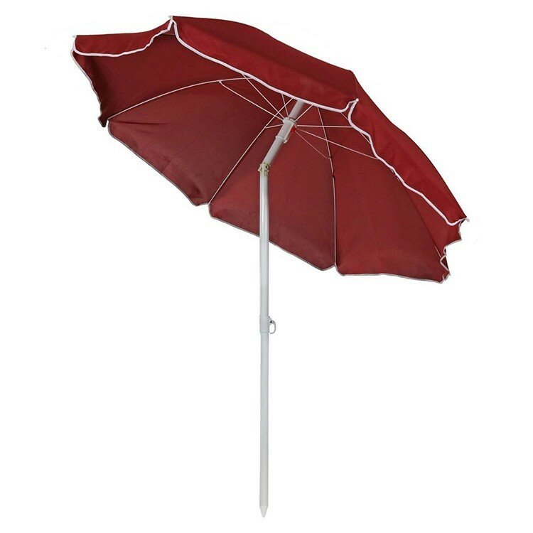 Зонт пляжный с наклоном d=180, + стойка 19/22мм, полиэстер, красный, тм Eurica 681841