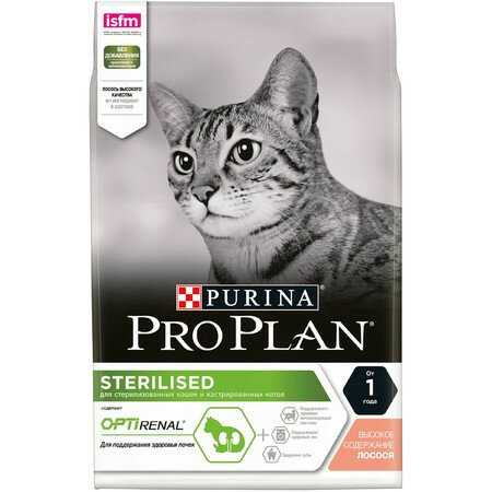 Сухой корм для стерилизованных кошек и кастрированных котов Pro Plan с высоким содержанием лосося