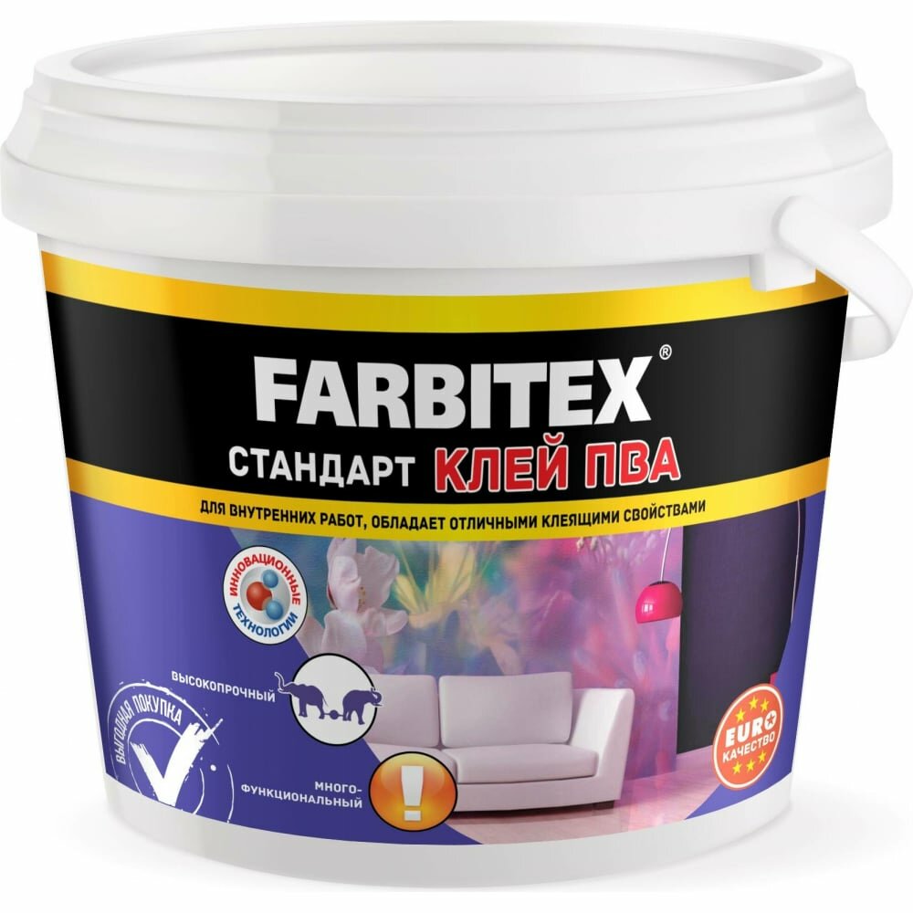 фото Клей ПВА Farbitex стандарт 0.75 кг 4300002344