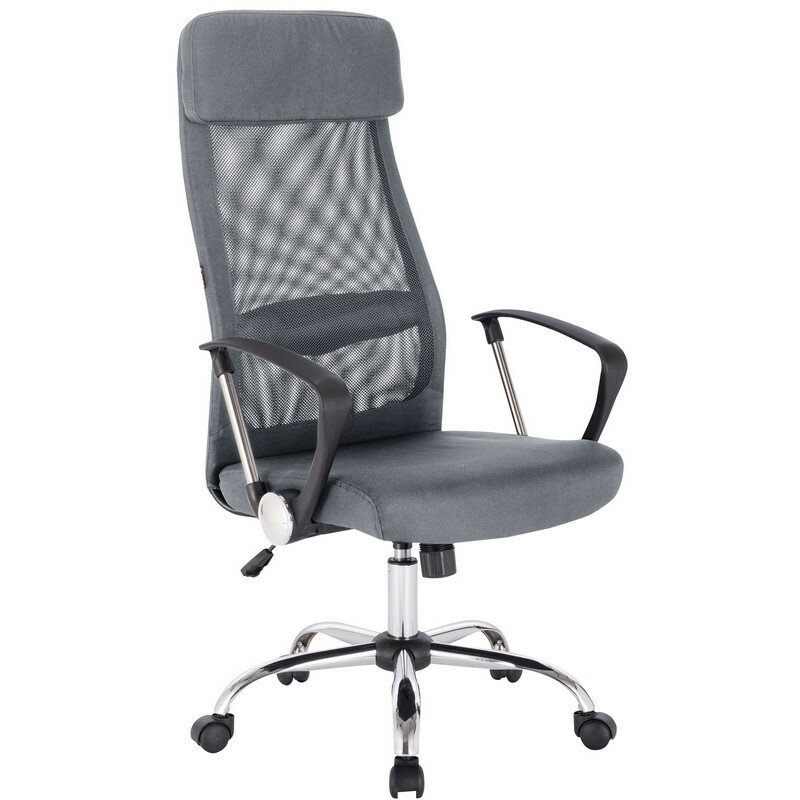 Кресло BN_Sp_EChair-589 TC сетка/ткань черный/серый, хром , 1 шт.