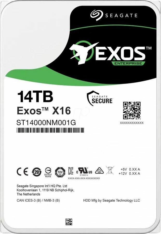 Жесткий диск Seagate SATA-III 14Tb ST14000NM001G Exos X16 512E (7200rpm) 256Mb 3.5"