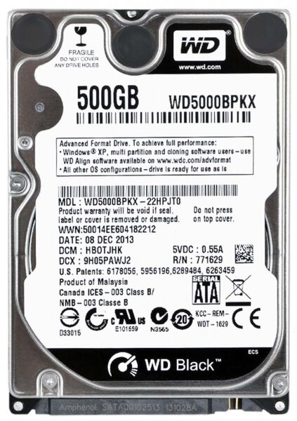 Жесткий диск Western Digital WD Black 500 ГБ WD5000BPKX