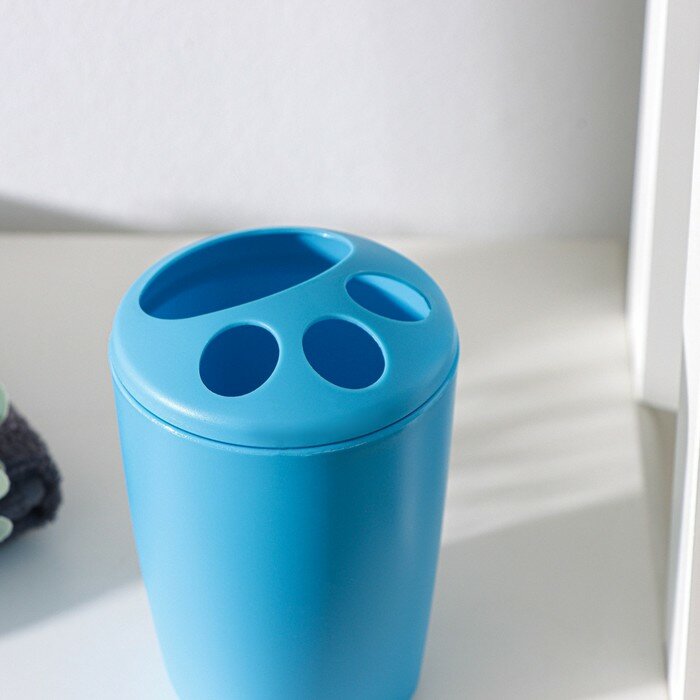 Подставка для зубных щёток Aqua, цвет голубая лагуна - фотография № 4