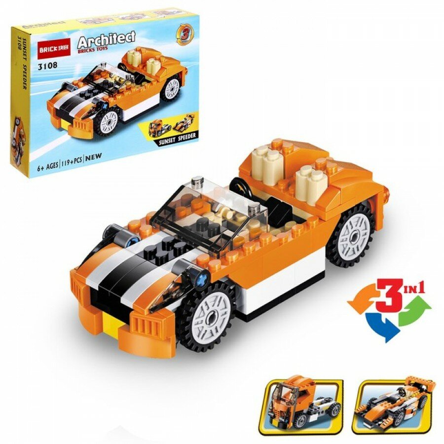 фото Конструктор «Гоночный автомобиль», 3 варианта сборки, 119 деталей