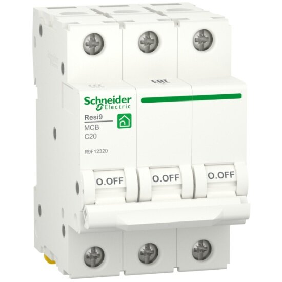 Автоматический выключатель SCHNEIDER ELECTRIC RESI9 (АВ) С 20А 3P 6000А, R9F12320