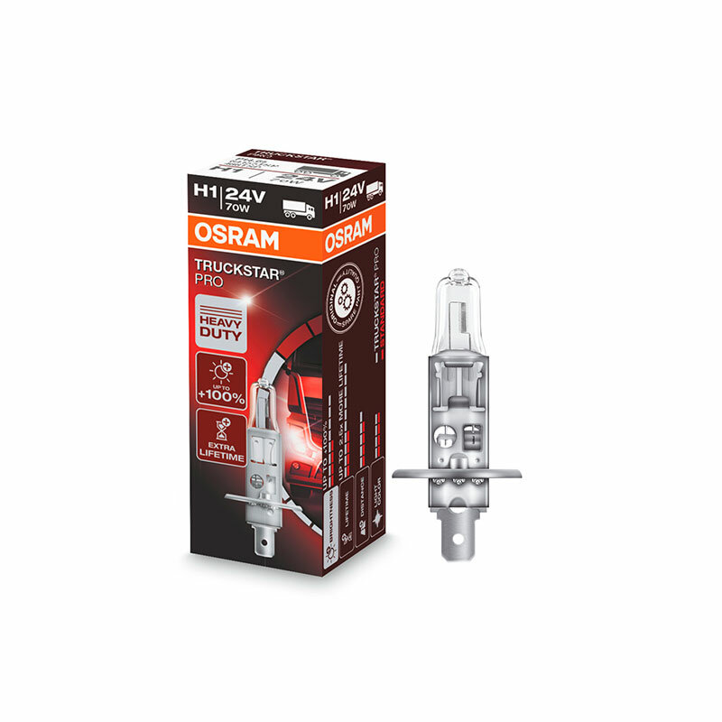 Лампа галогенная Osram Truckstar Pro +100% H1 24V 70W P14.5s, 1 шт.