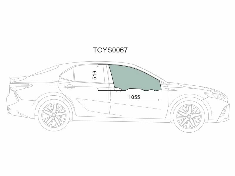 TOYS0067 Стекло боковое опускное (Спереди/ Справа/ Цвет зеленый) Toyota Camry (XV70) 17-21 / Camry USA 17-20